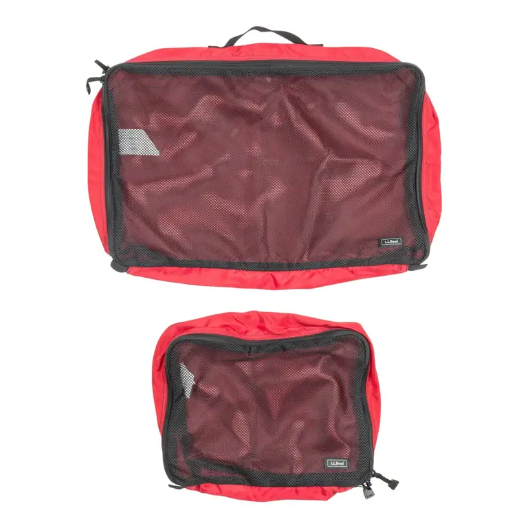 L.L. Bean Traveler Packing Cubes Lot of Red  Mesh Zippered