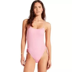 Seafolly Sea Dive Scoop Neck Drawstring One-Piece Swimsuit